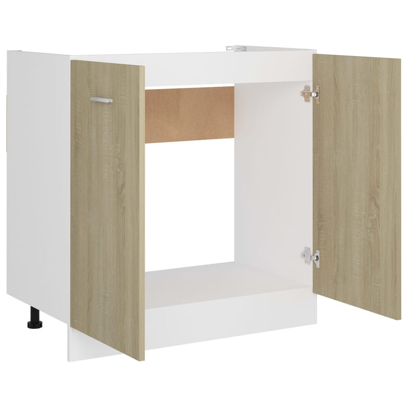 Dealsmate  Sink Bottom Cabinet Sonoma Oak 80x46x81.5 cm Engineered Wood