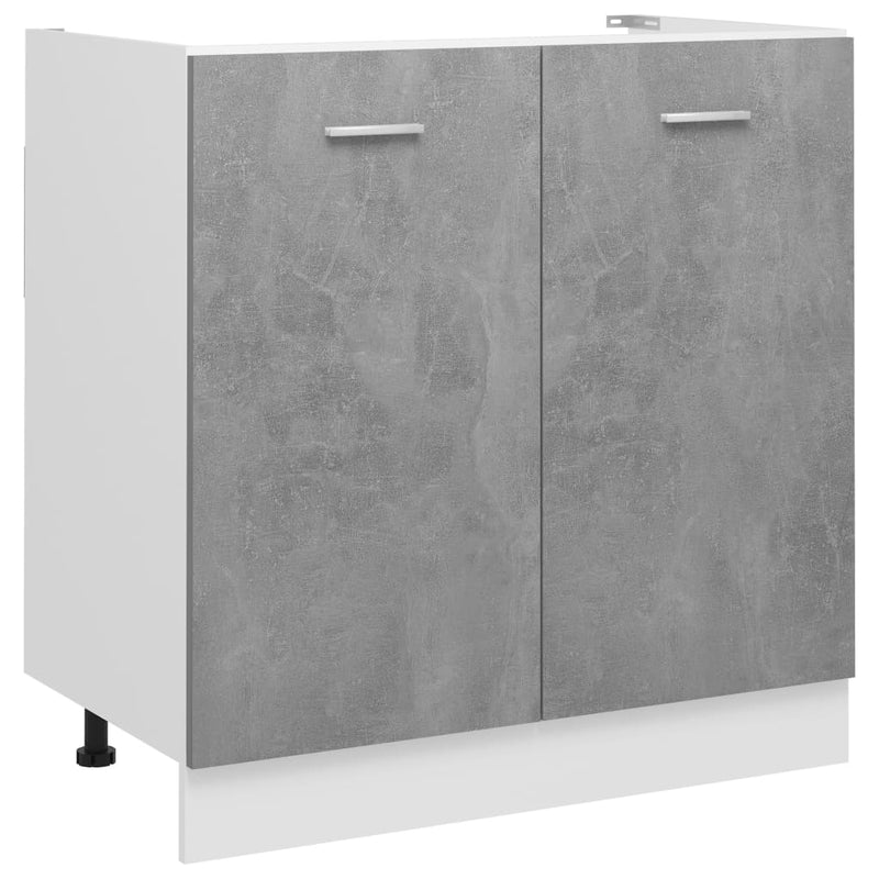 Dealsmate  Sink Bottom Cabinet Concrete Grey 80x46x81.5 cm Engineered Wood