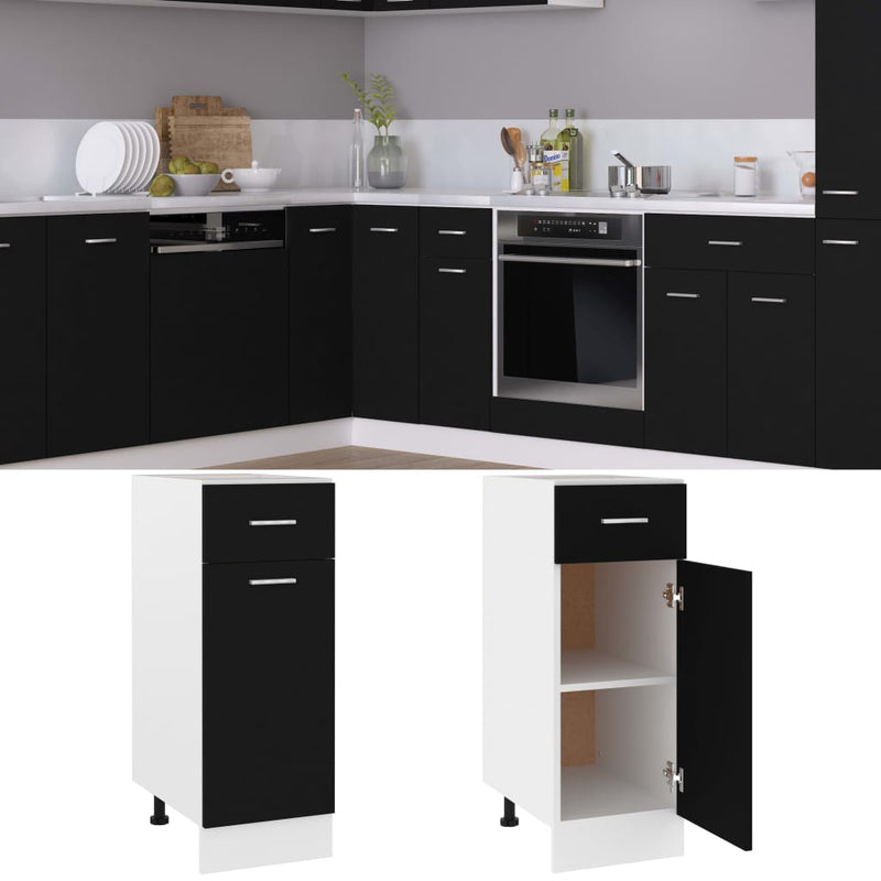 Dealsmate  Drawer Bottom Cabinet Black 30x46x81.5 cm Engineered Wood