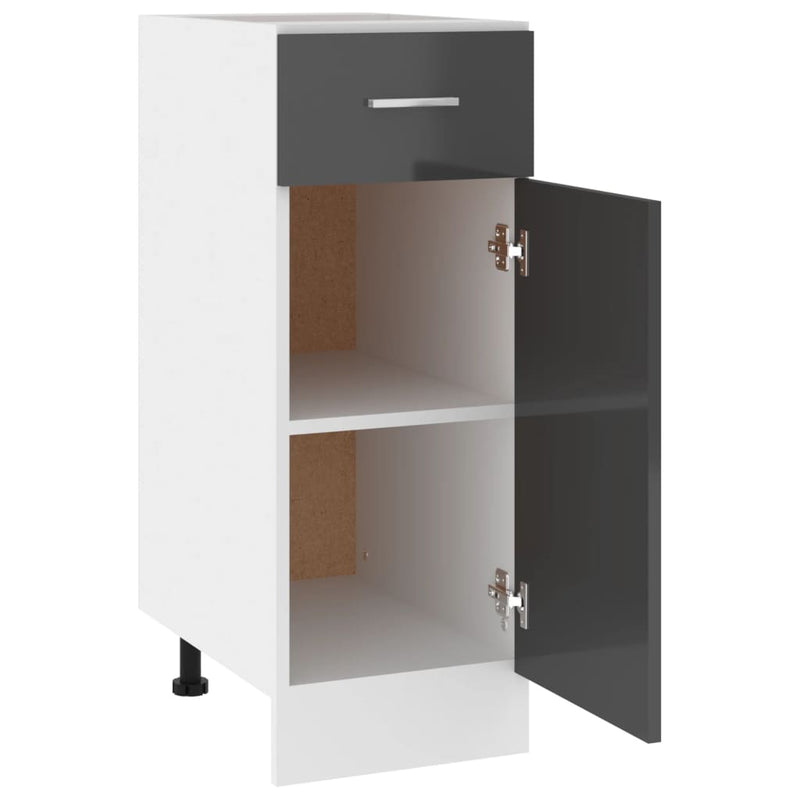 Dealsmate  Drawer Bottom Cabinet High Gloss Grey 30x46x81.5 cm Engineered Wood