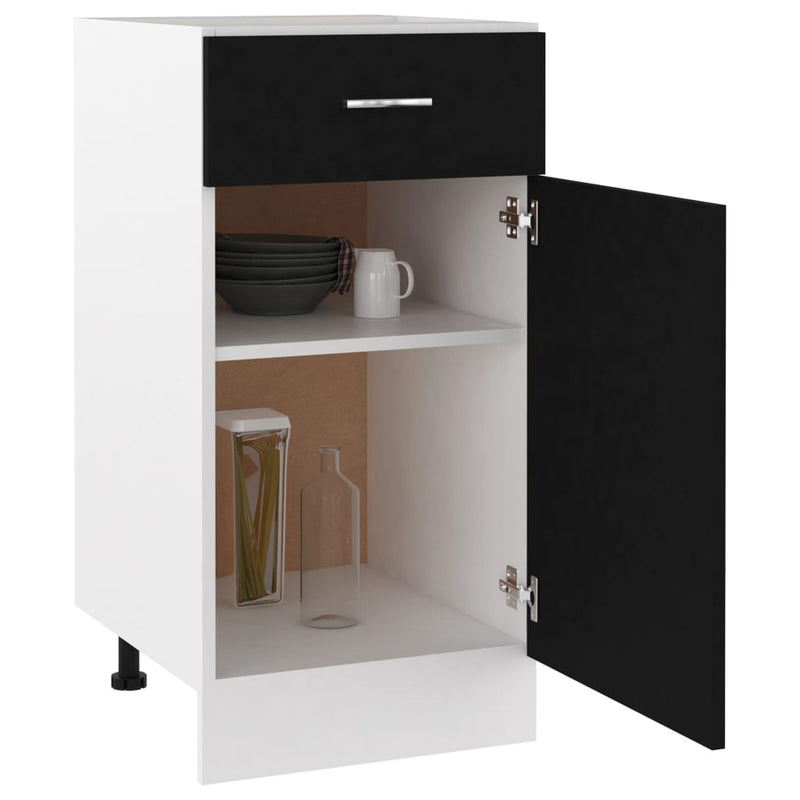 Dealsmate  Drawer Bottom Cabinet Black 40x46x81.5 cm Engineered Wood