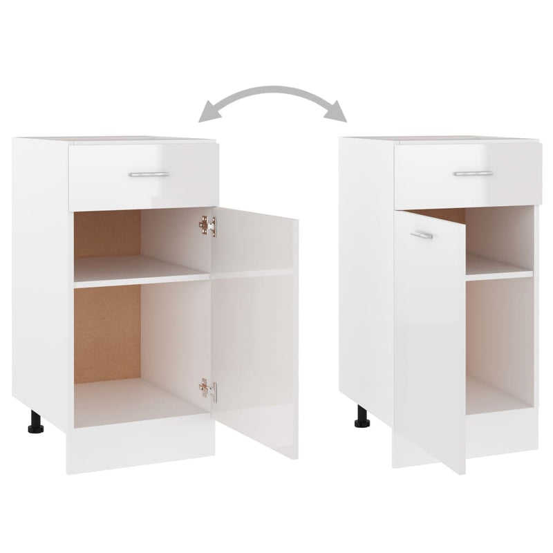 Dealsmate  Drawer Bottom Cabinet High Gloss White 40x46x81.5 cm Engineered Wood