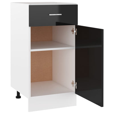 Dealsmate  Drawer Bottom Cabinet High Gloss Black 40x46x81.5 cm Engineered Wood