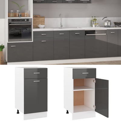 Dealsmate  Drawer Bottom Cabinet High Gloss Grey 40x46x81.5 cm Engineered Wood