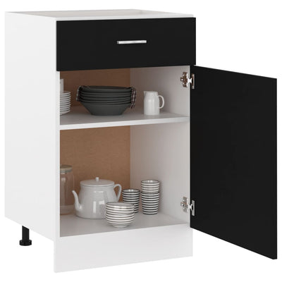 Dealsmate  Drawer Bottom Cabinet Black 50x46x81.5 cm Engineered Wood