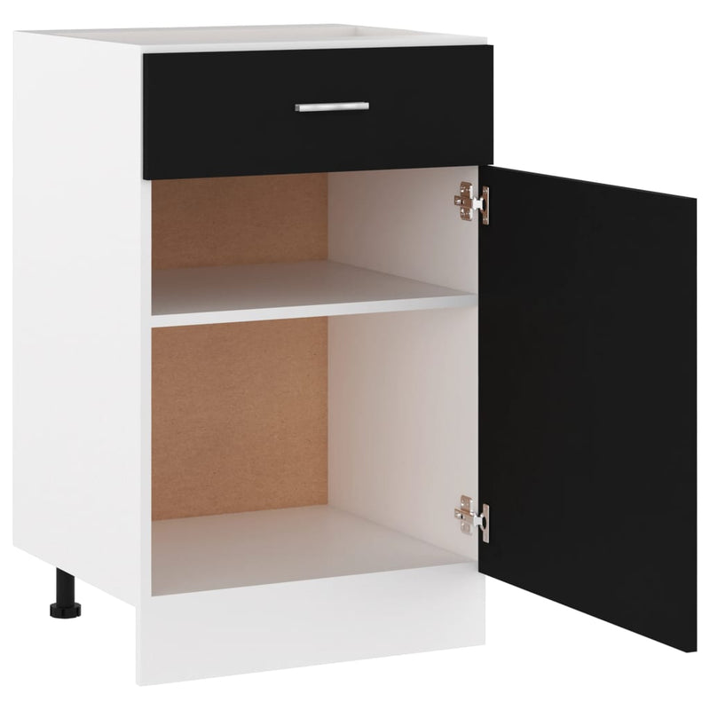 Dealsmate  Drawer Bottom Cabinet Black 50x46x81.5 cm Engineered Wood