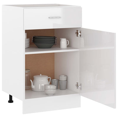 Dealsmate  Drawer Bottom Cabinet High Gloss White 50x46x81.5 cm Engineered Wood
