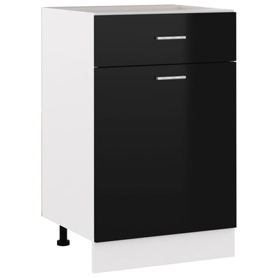Dealsmate  Drawer Bottom Cabinet High Gloss Black 50x46x81.5 cm Chipboard