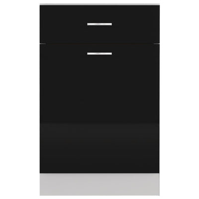 Dealsmate  Drawer Bottom Cabinet High Gloss Black 50x46x81.5 cm Chipboard