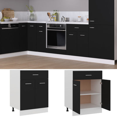 Dealsmate  Drawer Bottom Cabinet Black 60x46x81.5 cm Engineered Wood