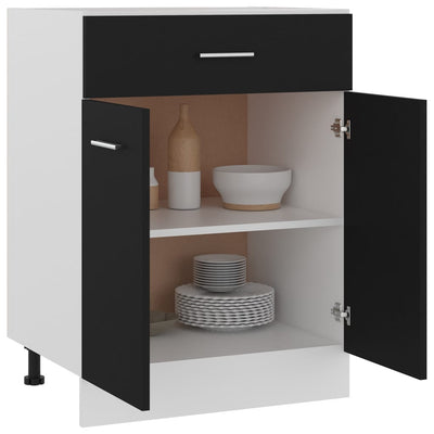 Dealsmate  Drawer Bottom Cabinet Black 60x46x81.5 cm Engineered Wood