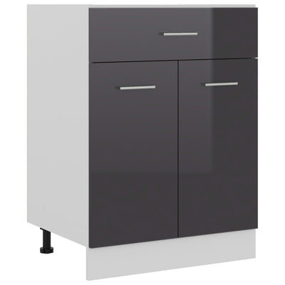Dealsmate  Drawer Bottom Cabinet High Gloss Grey 60x46x81.5 cm Engineered Wood