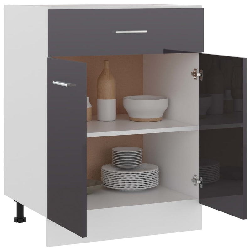 Dealsmate  Drawer Bottom Cabinet High Gloss Grey 60x46x81.5 cm Engineered Wood