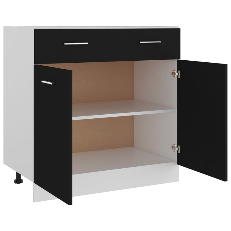 Dealsmate  Drawer Bottom Cabinet Black 80x46x81.5 cm Engineered Wood