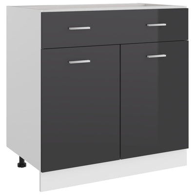 Dealsmate  Drawer Bottom Cabinet High Gloss Grey 80x46x81.5 cm Engineered Wood