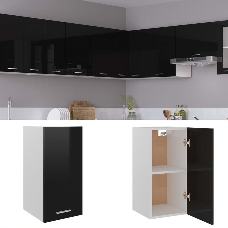 Dealsmate  Hanging Cabinet High Gloss Black 29.5x31x60 cm Engineered Wood