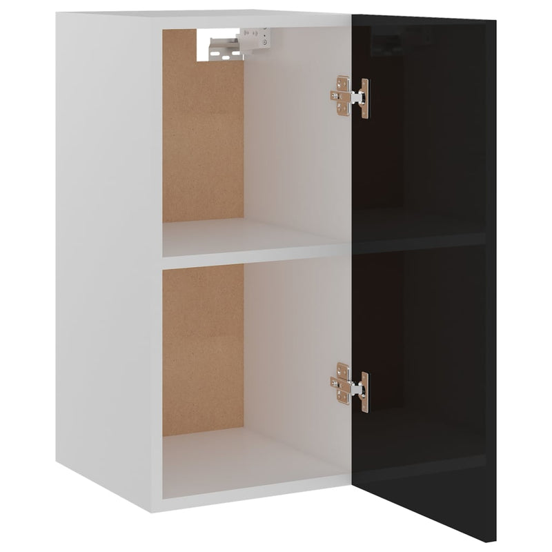 Dealsmate  Hanging Cabinet High Gloss Black 29.5x31x60 cm Engineered Wood