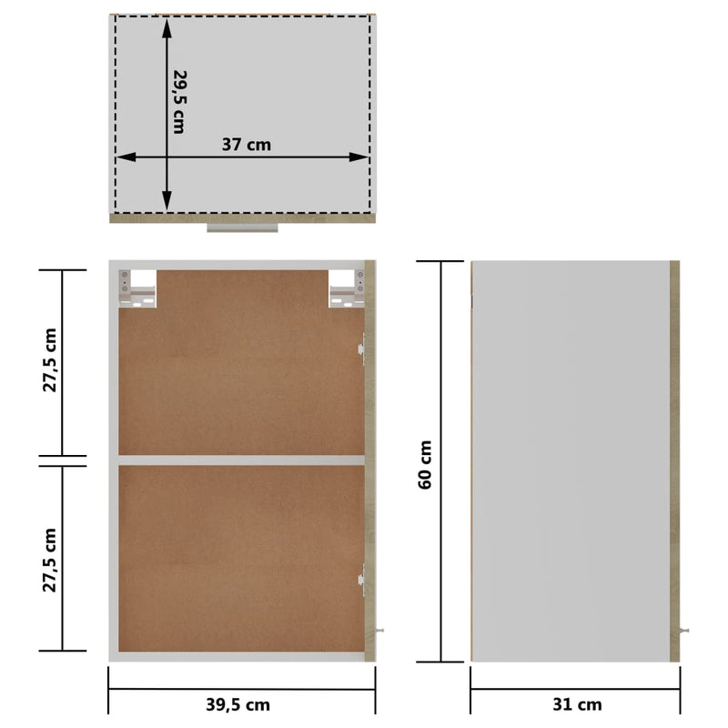 Dealsmate  Hanging Cabinet Sonoma Oak 39.5x31x60 cm Chipboard