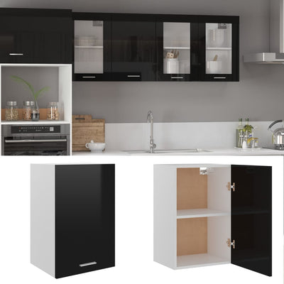 Dealsmate  Hanging Cabinet High Gloss Black 39.5x31x60 cm Engineered Wood
