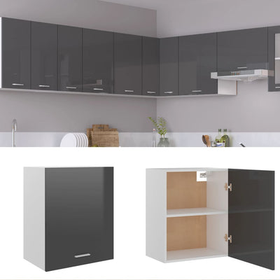 Dealsmate  Hanging Cabinet High Gloss Grey 50x31x60 cm Engineered Wood