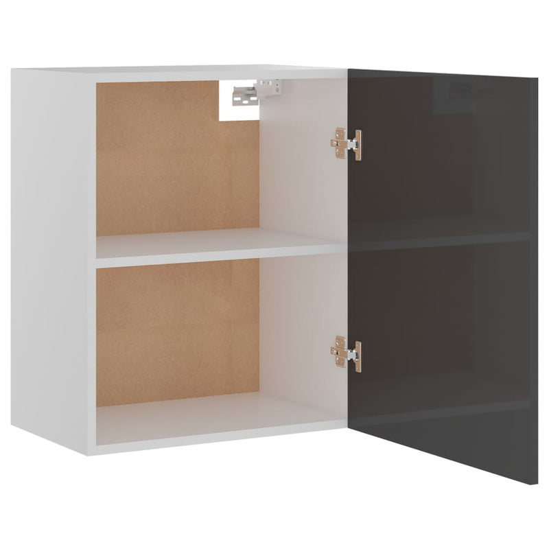 Dealsmate  Hanging Cabinet High Gloss Grey 50x31x60 cm Engineered Wood