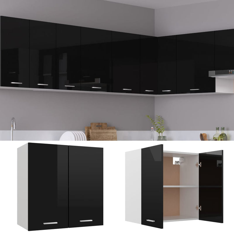 Dealsmate  Hanging Cabinet High Gloss Black 60x31x60 cm Engineered Wood