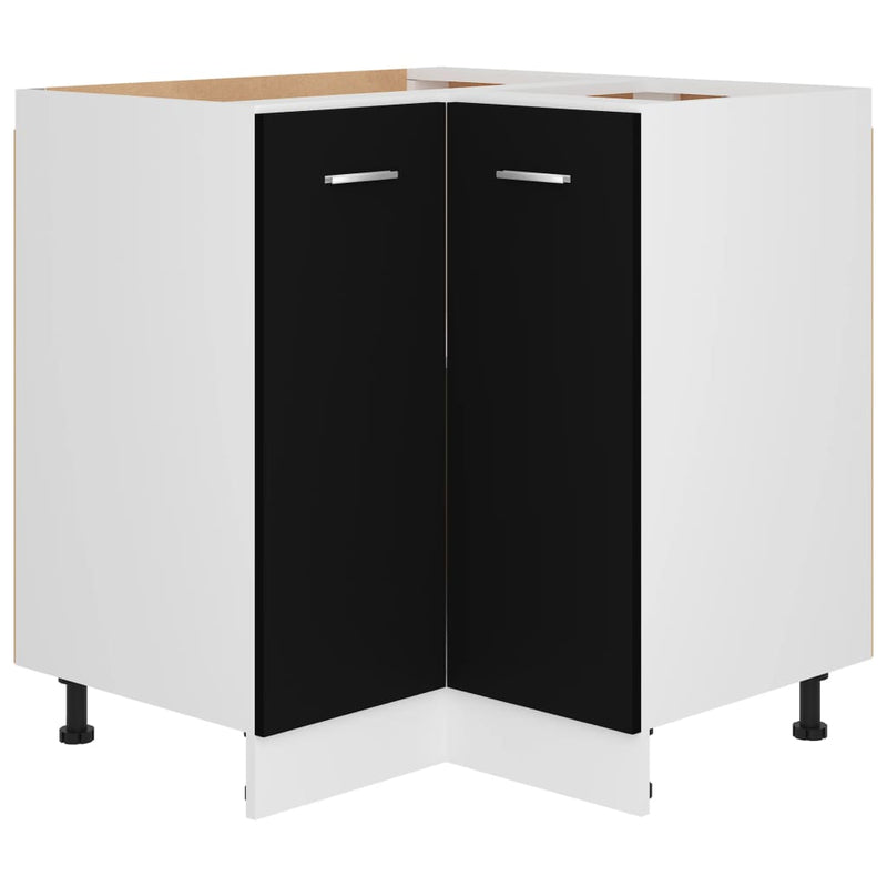 Dealsmate  Corner Bottom Cabinet Black 75.5x75.5x81.5 cm Engineered Wood