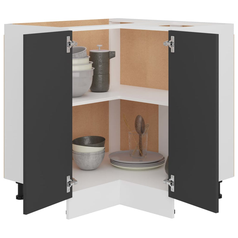 Dealsmate  Corner Bottom Cabinet Grey 75.5x75.5x81.5 cm Engineered Wood