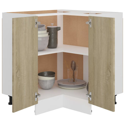 Dealsmate  Corner Bottom Cabinet Sonoma Oak 75.5x75.5x81.5 cm Engineered Wood