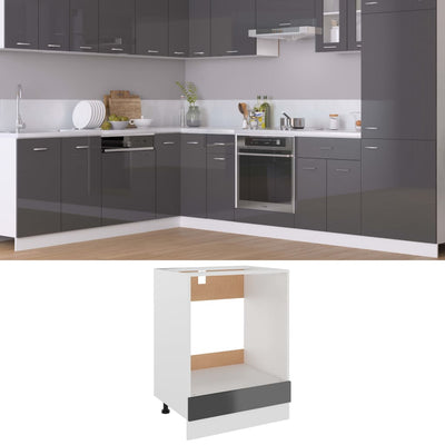 Dealsmate  Oven Cabinet High Gloss Grey 60x46x81.5 cm Engineered Wood