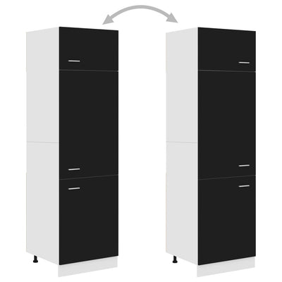 Dealsmate  Refrigerator Cabinet Black 60x57x207 cm Engineered Wood