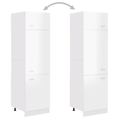 Dealsmate  Refrigerator Cabinet High Gloss White 60x57x207 cm Engineered Wood