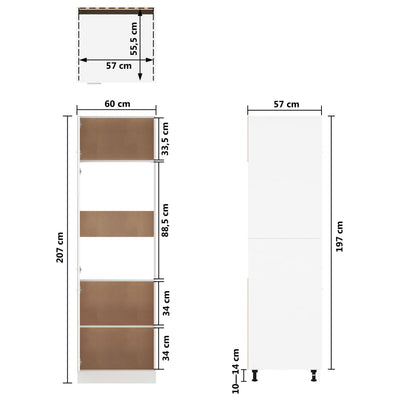 Dealsmate  Refrigerator Cabinet High Gloss White 60x57x207 cm Engineered Wood