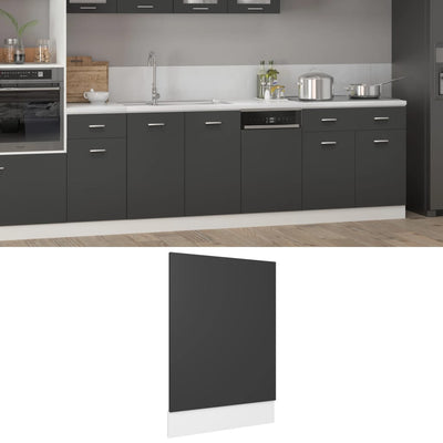 Dealsmate  Dishwasher Panel Grey 45x3x67 cm Engineered Wood