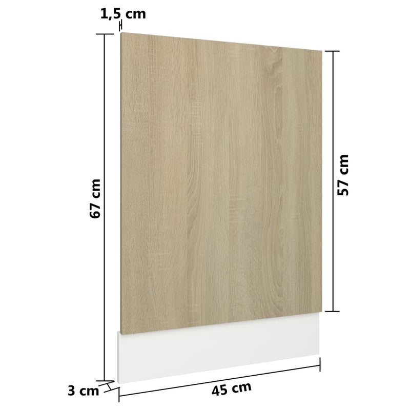 Dealsmate  Dishwasher Panel Sonoma Oak 45x3x67 cm Engineered Wood
