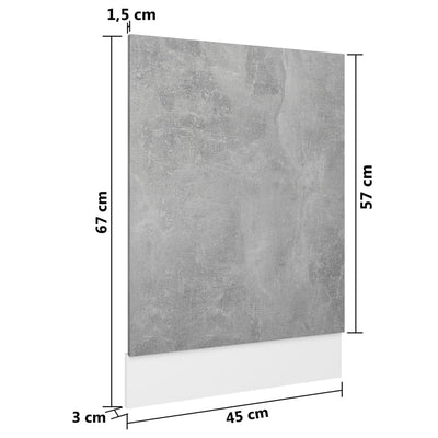 Dealsmate  Dishwasher Panel Concrete Grey 45x3x67 cm Engineered Wood