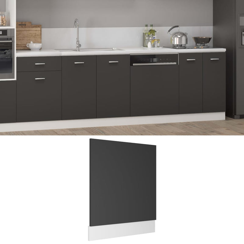 Dealsmate  Dishwasher Panel Grey 59.5x3x67 cm Engineered Wood