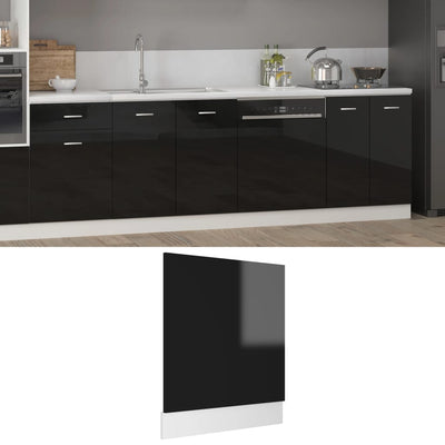 Dealsmate  Dishwasher Panel High Gloss Black 59.5x3x67 cm Engineered Wood