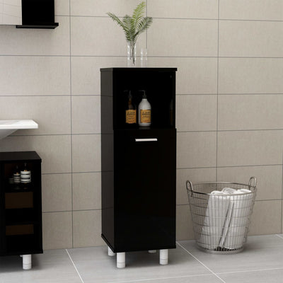 Dealsmate  Bathroom Cabinet High Gloss Black 30x30x95 cm Engineered Wood