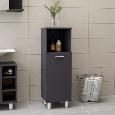 Dealsmate  Bathroom Cabinet High Gloss Grey 30x30x95 cm Engineered Wood