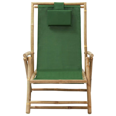 Dealsmate  Reclining Relaxing Chair Green Bamboo and Fabric