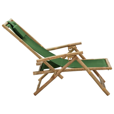 Dealsmate  Reclining Relaxing Chair Green Bamboo and Fabric