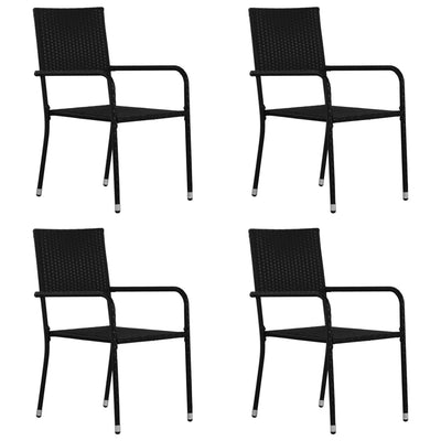 Dealsmate  Outdoor Dining Chairs 4 pcs Poly Rattan Black