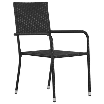 Dealsmate  Outdoor Dining Chairs 6 pcs Poly Rattan Black