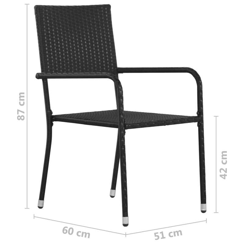 Dealsmate  Outdoor Dining Chairs 6 pcs Poly Rattan Black