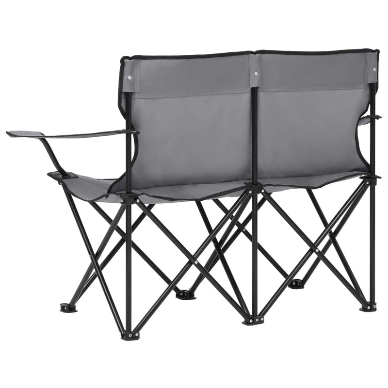 Dealsmate  2-Seater Foldable Camping Chair Steel and Fabric Grey
