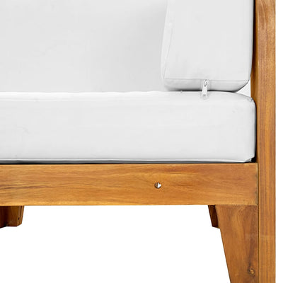 Dealsmate  Sectional Corner Sofa & Cream White Cushions Solid Acacia Wood