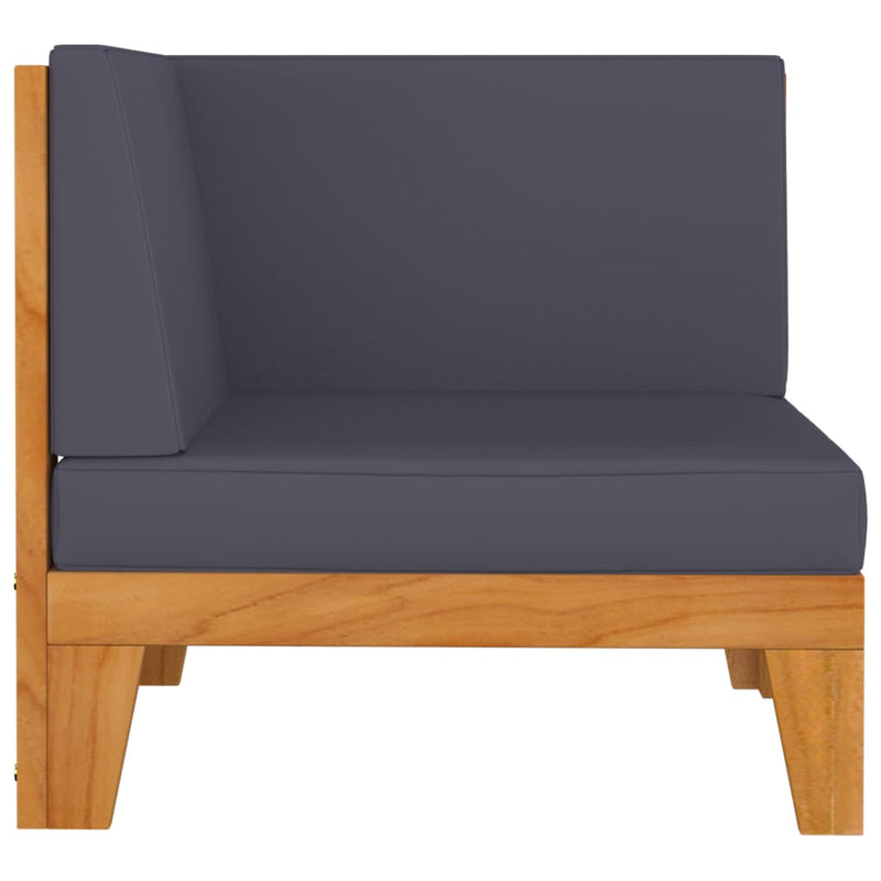 Dealsmate  Sectional Corner Sofa and Dark Grey Cushions Solid Acacia Wood