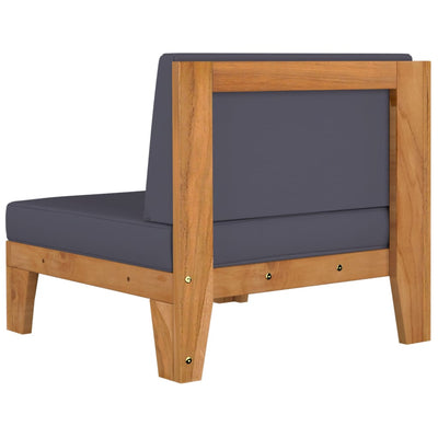 Dealsmate  Sectional Corner Sofa and Dark Grey Cushions Solid Acacia Wood