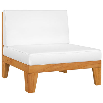 Dealsmate  Sectional Middle Sofa & Cream White Cushions Solid Acacia Wood